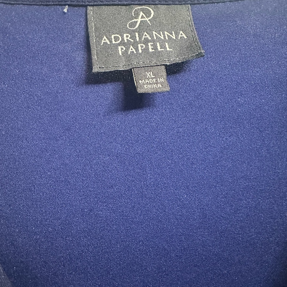 Adrianna Papell Navy Dress with Pink Floral Embroidery - Picture 4 of 6